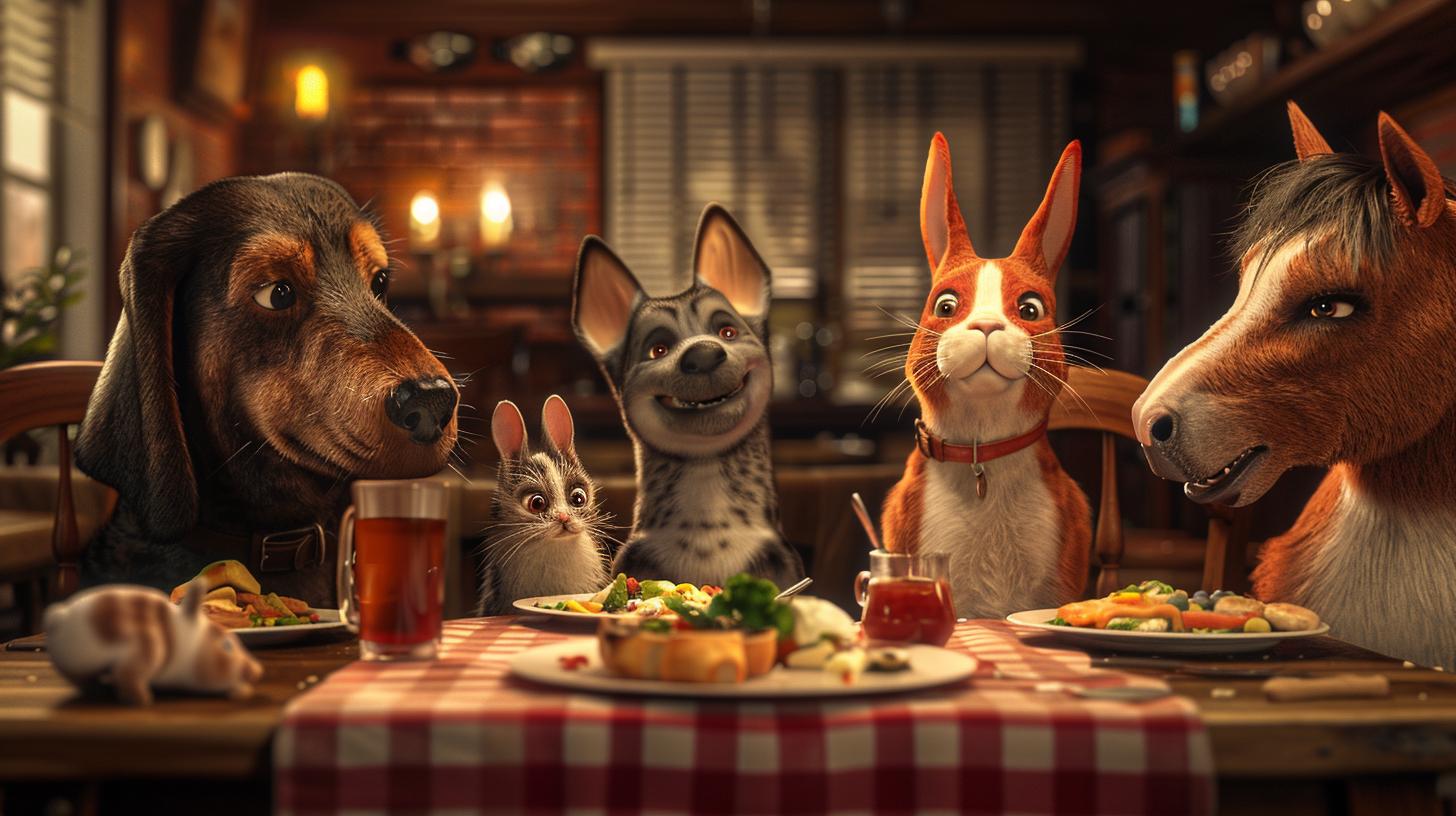 Husdjur som äter middag